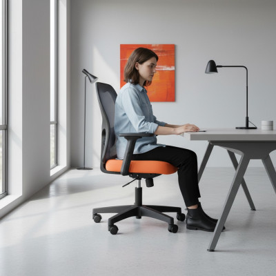 Sillas de oficina naranjas Silla de escritorio Silla giratoria Sillón de director Diseño de malla Silla de oficina