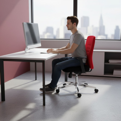 Silla de oficina roja Silla de juego Tela Silla de oficina Silla giratoria Jefe Nuevo Sillón