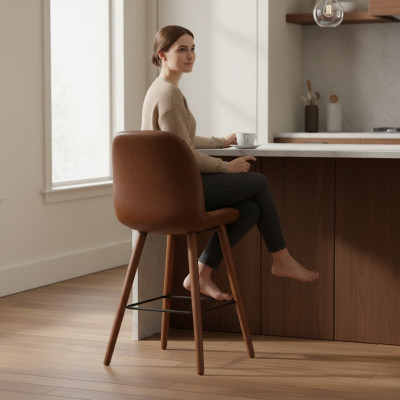 Silla de comedor de lujo marrón Silla Diseño Silla Silla de respaldo Muebles Silla de madera Nuevo