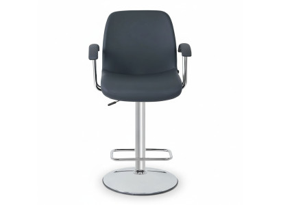 Silla gris moderna, taburete de bar diseñado por un elegante mobiliario de lujo de metal.
