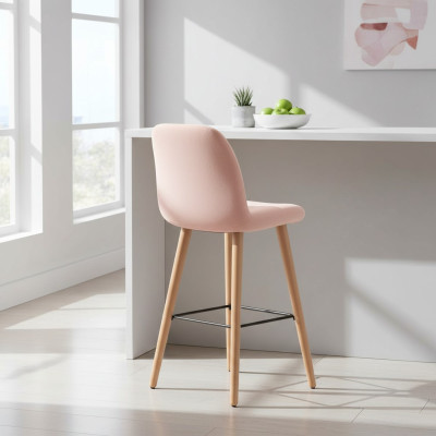 Silla rosa moderna Diseñador taburete de bar de madera elegante Muebles de lujo Taburete nuevo