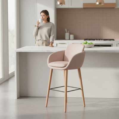 Taburete de bar Taburete de bar beige Cuero artificial Diseño Taburetes de bar Taburete Sillas Hocker