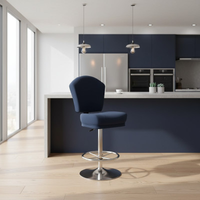Taburete de bar moderno, silla de diseñador de metal para comedor, taburete de bar azul nuevo.