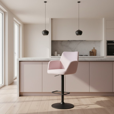 Taburete Bar Rosa Elegante Taburete de Bar Silla de Comedor de Metal Diseñador Nuevo