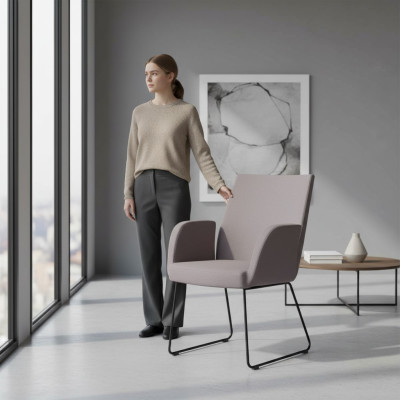 Silla de oficina de lujo, silla de oficina nueva de tela y diseño de metal.