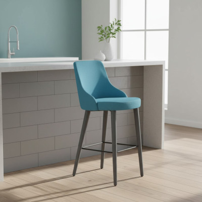 Elegante taburete de bar silla diseñadora silla de madera silla de comedor taburete bar azul nuevo