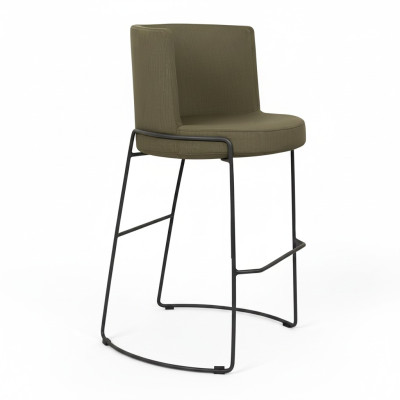 Taburete de bar moderno, silla de diseñador de tela para comedor, taburete de bar verde nuevo.