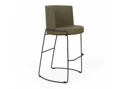 Taburete de bar moderno, silla de diseñador de tela para comedor, taburete de bar verde nuevo.