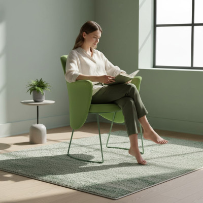Silla de comedor Silla de cocina Sillón Asiento de tela moderno de madera verde nuevo