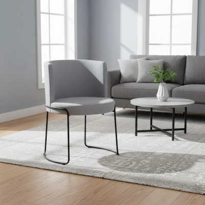 Silla moderna tapizada en tela color gris para comedor, 1 asiento, nuevo.