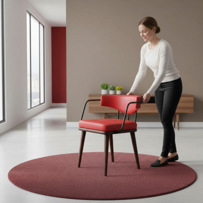Silla roja de comedor de una plaza de madera para sala de estar