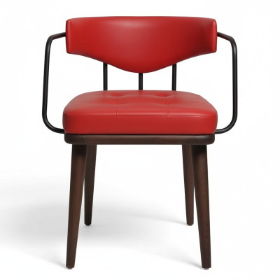 Silla roja de comedor de una plaza de madera para sala de estar