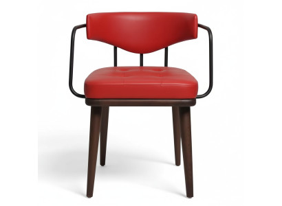 Silla roja de comedor de una plaza de madera para sala de estar