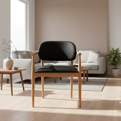 Silla de salón negro diseño silla de comedor de lujo individual muebles de madera