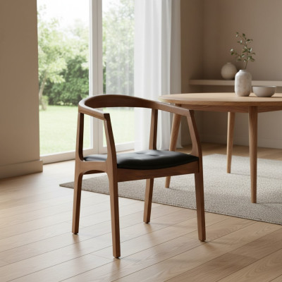 Silla de madera elegante, sillas de comedor, individual marrón, sillón de lujo de un asiento