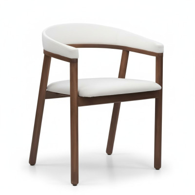 Silla de comedor Silla de madera blanca individual moderna con apoyabrazos Sillas
