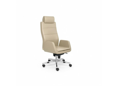 Silla de oficina beige, silla giratoria de lujo, silla de jefe, muebles de oficina, sillón.