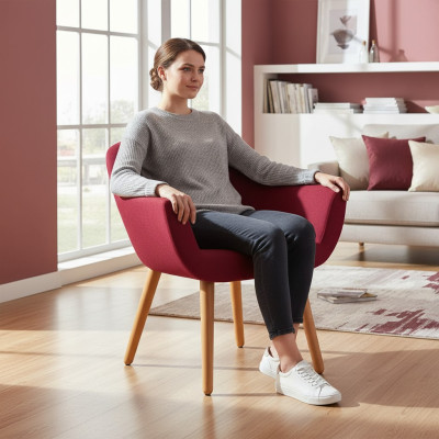 Estilo de silla de diseñador elegante y roja Silla de madera Silla de comedor Muebles de diseñador