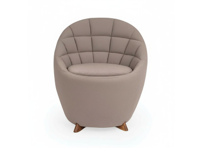 Sillón tapizado marrón para sala de estar de diseñador, asiento individual con marco de madera.