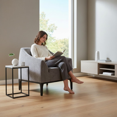 Sillón gris para la sala de estar, sillón individual tapizado, sillón reclinable moderno.