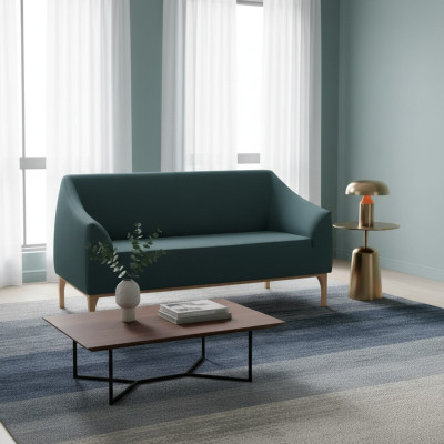 Sofá verde de diseñador de 3 plazas, muebles tapizados de alta calidad en tela.