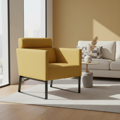 Sillón de salón marrón, sillón reclinable de tela Lounge de lujo de una plaza.