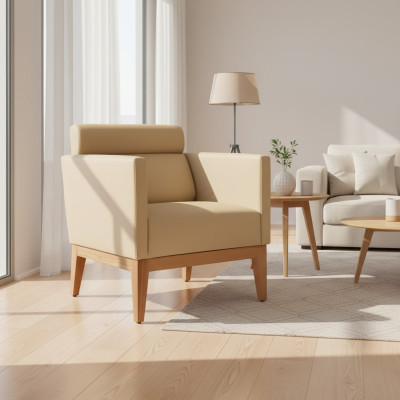 Sillón Club beige Relax individual Sillón de diseñador para salón de un asiento