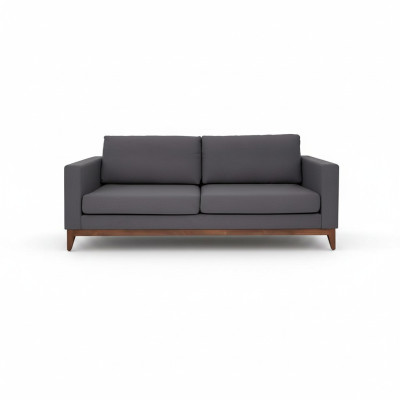 Sofá de dos plazas gris de diseño para sala de estar, textil, sofá tapizado.