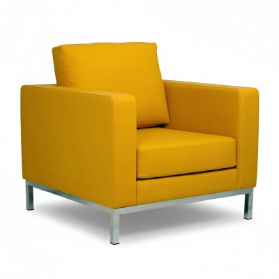 Sillón amarillo moderno para sala de estar, silla de relax de cuero sintético de una plaza.