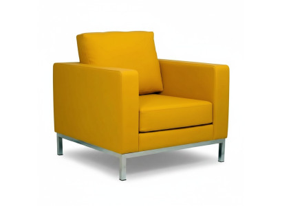 Sillón amarillo moderno para sala de estar, silla de relax de cuero sintético de una plaza.