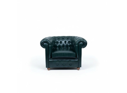Sillón Chesterfield verde oscuro para sala de estar, sala de estar, televisión, para una sola persona.