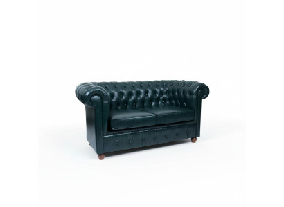 Sofá Chesterfield de dos plazas azul oscuro moderno