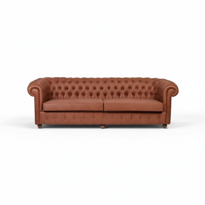 Sofá Chesterfield marrón de tres plazas, sofás modernos de salón 3 plazas.