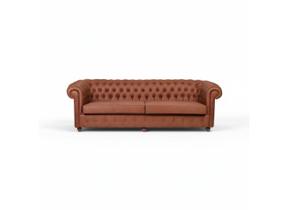 Sofá Chesterfield marrón de tres plazas, sofás modernos de salón 3 plazas.