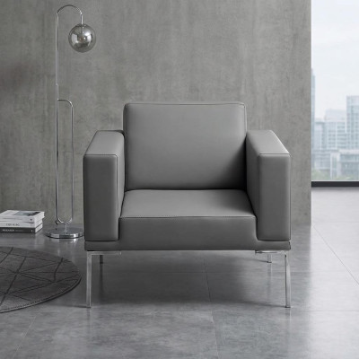 Sillón de televisión gris, diseño de sillón tapizado, sillón reclinable relajante de una plaza.