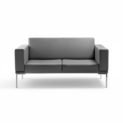 Estilo de oficina gris Sofá de diseñador de 2 plazas de cuero artificial Couches 2er.