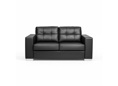 Sofá con diseño moderno de lujo de dos plazas de cuero negro para la sala de estar.