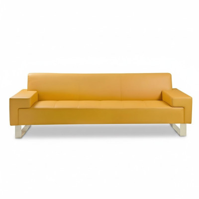 Sofá amarillo de 2 plazas, tapizado, sofá de salón de dos plazas, elegante de 2 plazas.