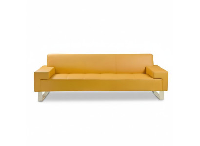 Sofá amarillo de 2 plazas, tapizado, sofá de salón de dos plazas, elegante de 2 plazas.