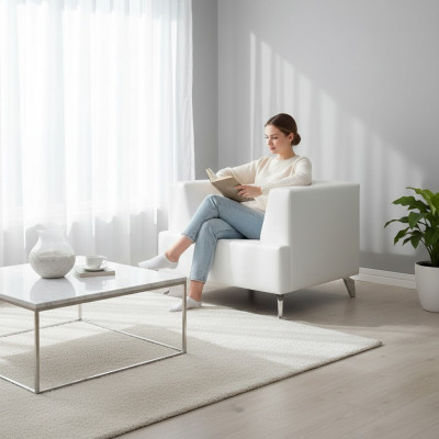 Sillón blanco Sillón de televisión Salón de un asiento Sala de estar Club Sillón reclinable