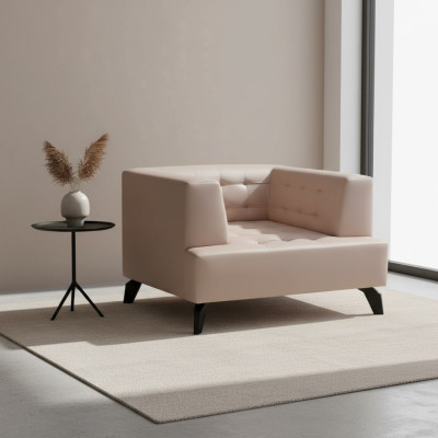 Sillón de cuero beige de lujo Lounge Acolchado Individual Relax Sillón de club Estilo