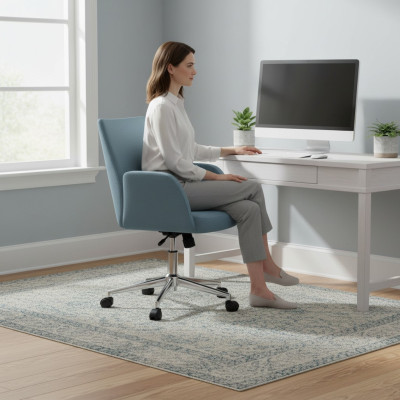 Silla de oficina azul, silla giratoria de escritorio de diseñador, silla ejecutiva de lujo nueva