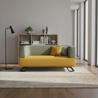 Sofá de dos plazas bicolor de alta calidad para sala de estar diseñado.