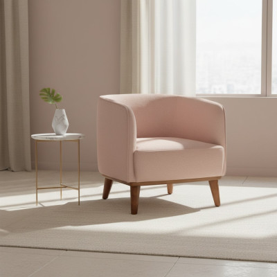 Sillón beige tapizado salón de una plaza sillón de diseñador lounge relax.
