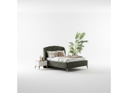 Cama gris Cama doble moderna Marco de cama de lujo de diseño de madera nuevo