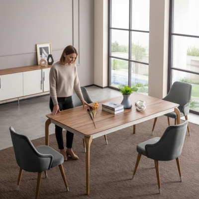 Juego de comedor de lujo, mesa de comedor con 6 sillas, 7 piezas, mesa moderna, grupo de comedor, nuevo