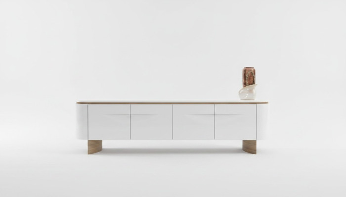 Soporte de TV elegante RTV Lowboard Mueble de pared Aparador Blanco Madera Diseño moderno