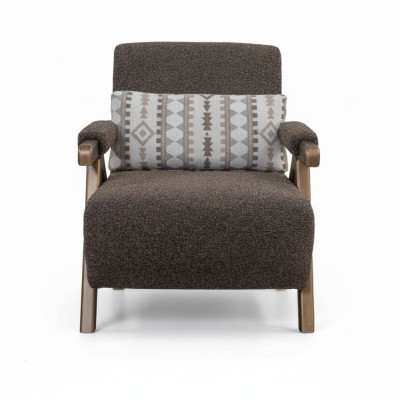 Sillón marrón diseñado, individual para sala de estar, silla de lujo de una plaza, nueva.