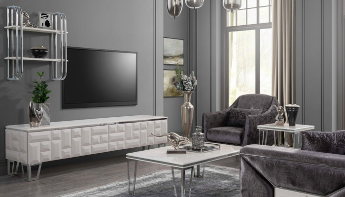 Mueble de pared para televisión de madera estilo moderno estante de sala de estar para TV.