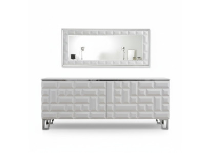 Cómoda de lujo blanca Espejo rectangular de diseñador Aparador moderno